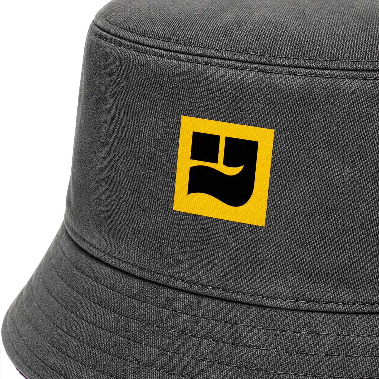 Why Wear WHY Yellow Mark Bucket washed gray close-up