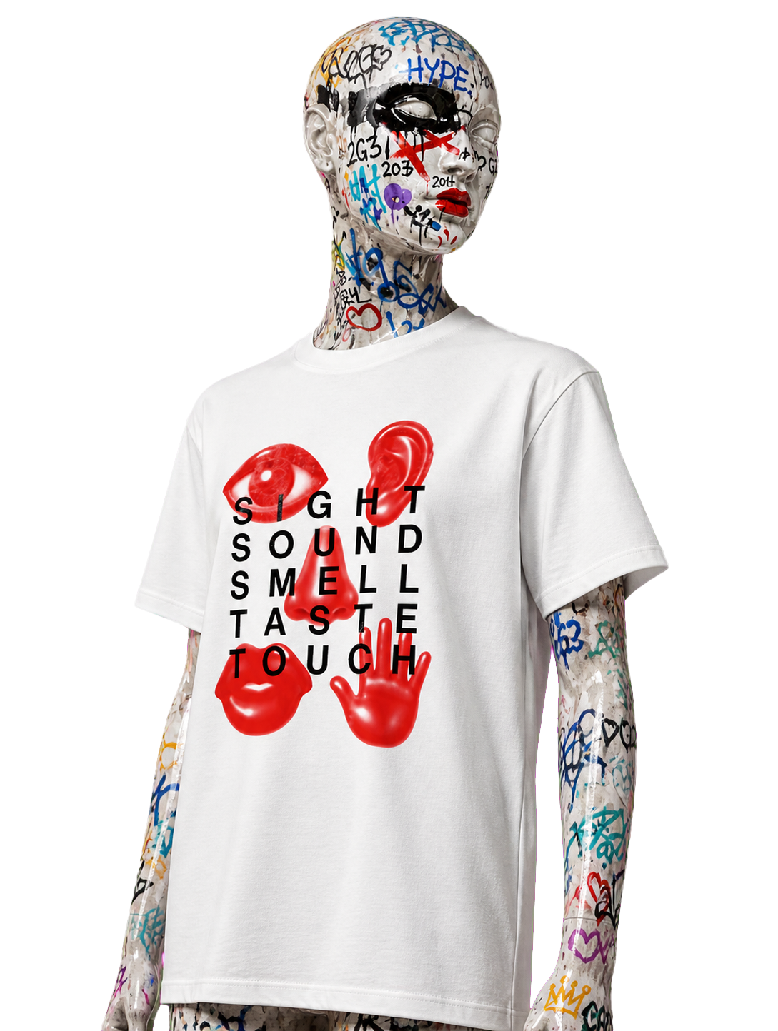 Why Wear T-05-five-senses 04 mannequin 3q mockup